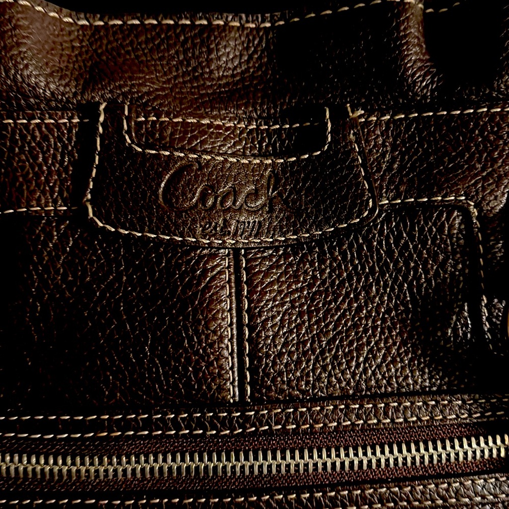 Brown Coach inside fabric is purple